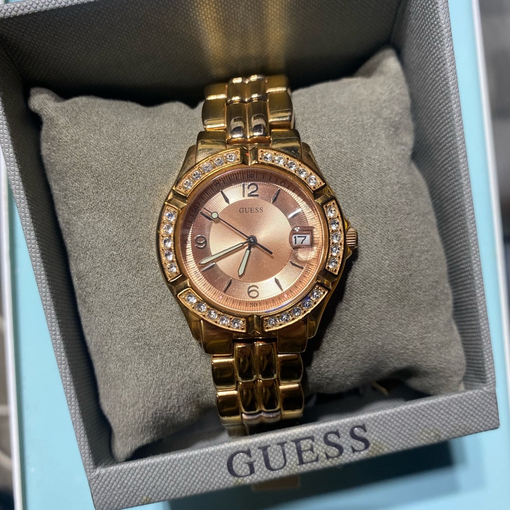 Guess Gold-Tone Watch with Crystal Details